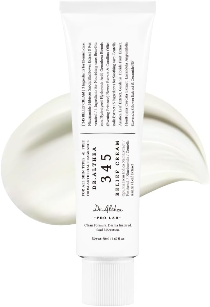 Dr.Althea 345 Relief Cream | Daily Face Moisturizer | Blemish Relief Care | Soothing Recovery & Moisture with Niacinamide, Panthenol | Korean Vegan Skincare for All Skin Types