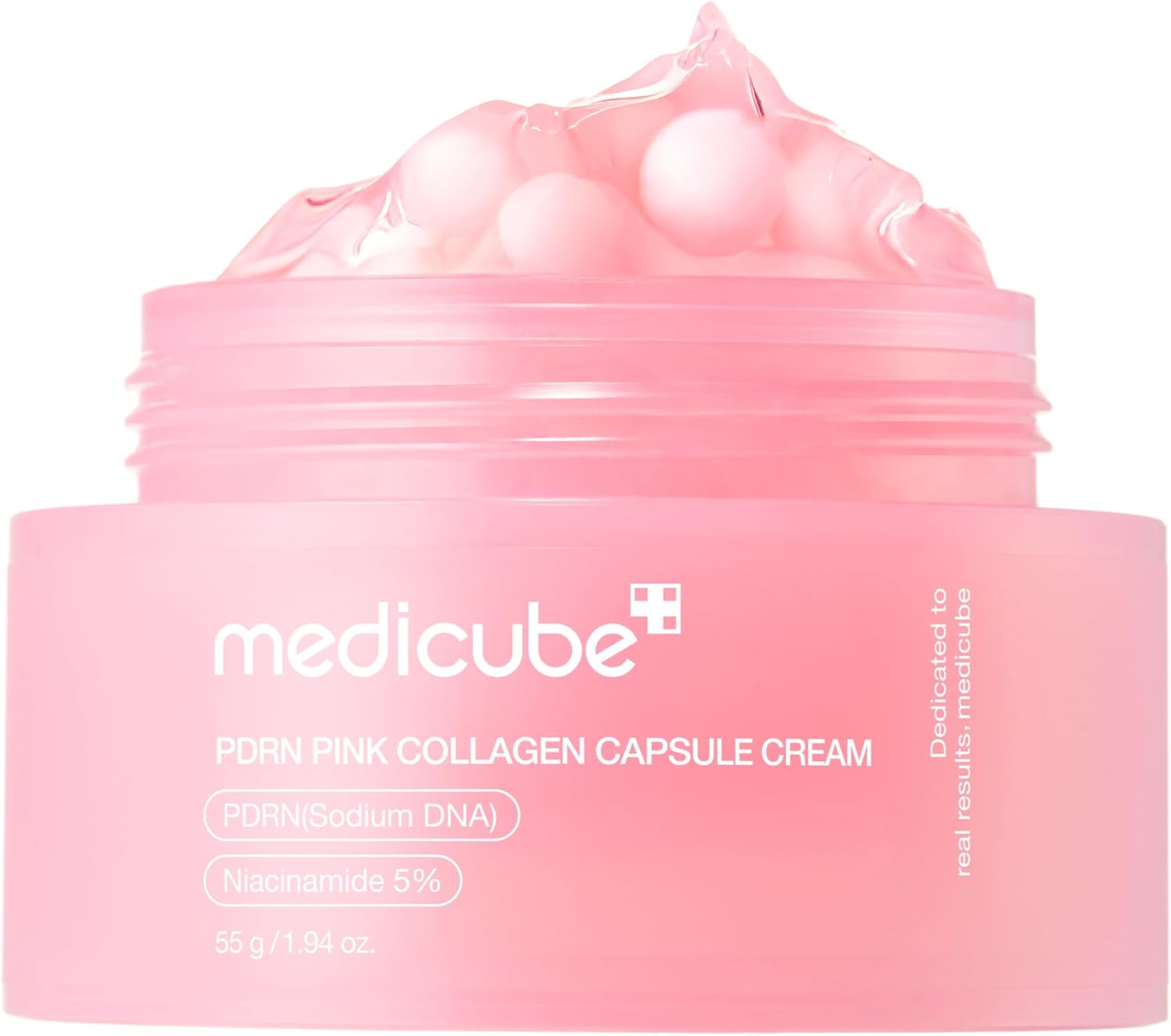 Medicube Salmon DNA PDRN Pink Collagen Cream — lightweight capsule cream with PDRN + niacinamide for glow, hydration, and even skin tone