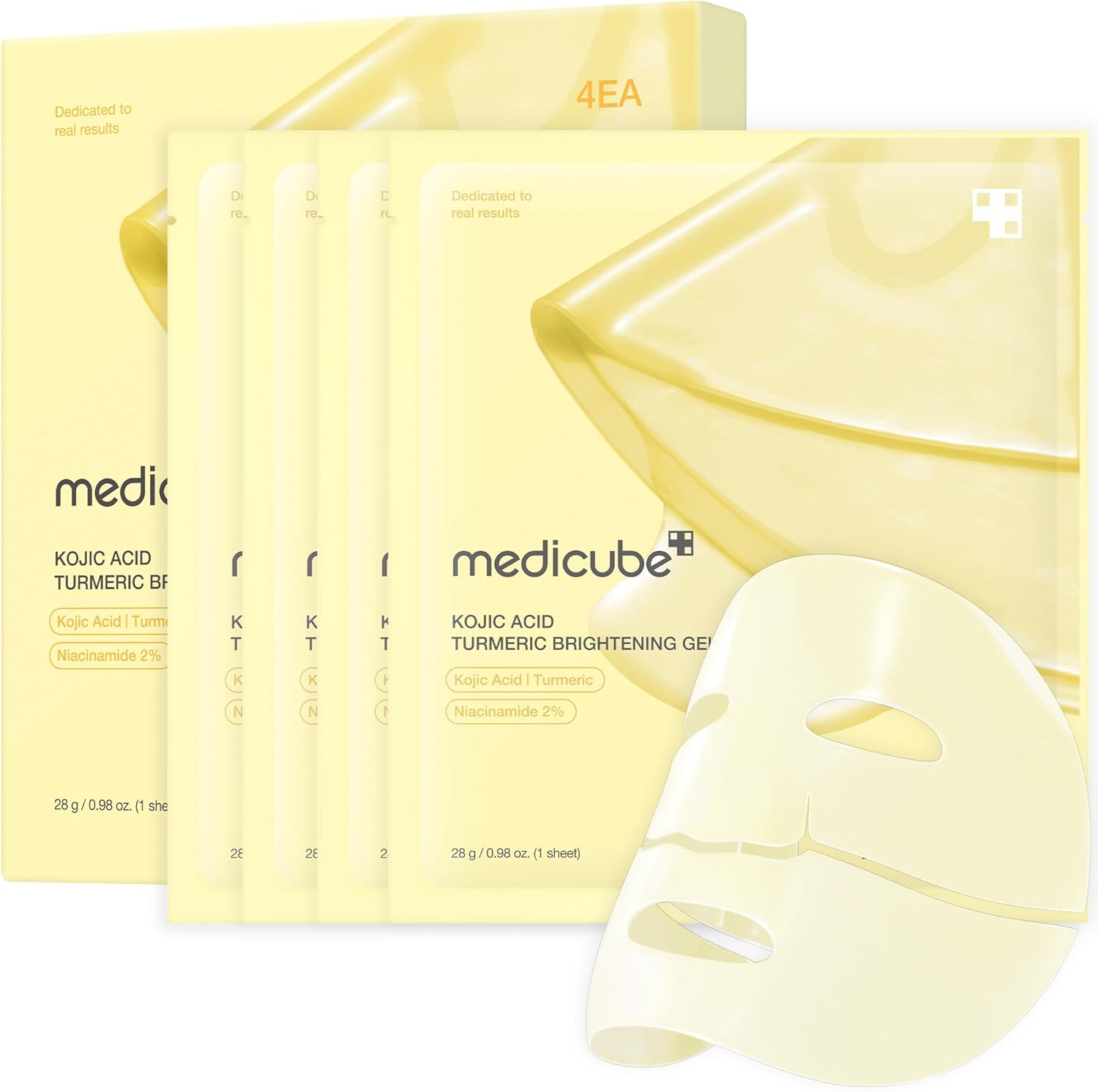 Medicube Kojic Acid Turmeric Gold Jelly Mask – 28g x 4 | Brightening & Hydrating Glass Skin