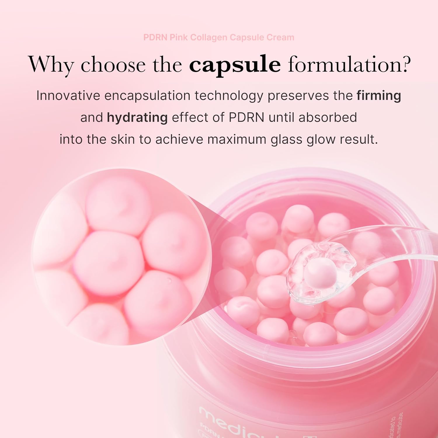 Medicube Salmon DNA PDRN Pink Collagen Cream — lightweight capsule cream with PDRN + niacinamide for glow, hydration, and even skin tone